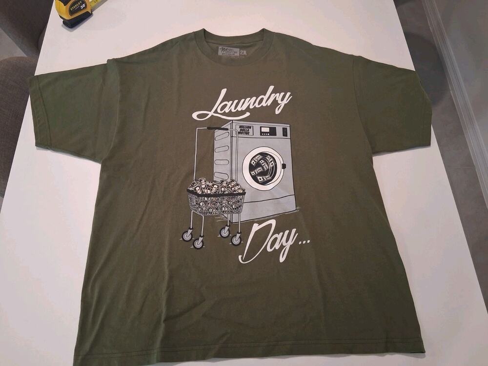 Million Dolla Motive Laundry Day T-Shirt Mens 2X Olive Green Graphic Streetwear
